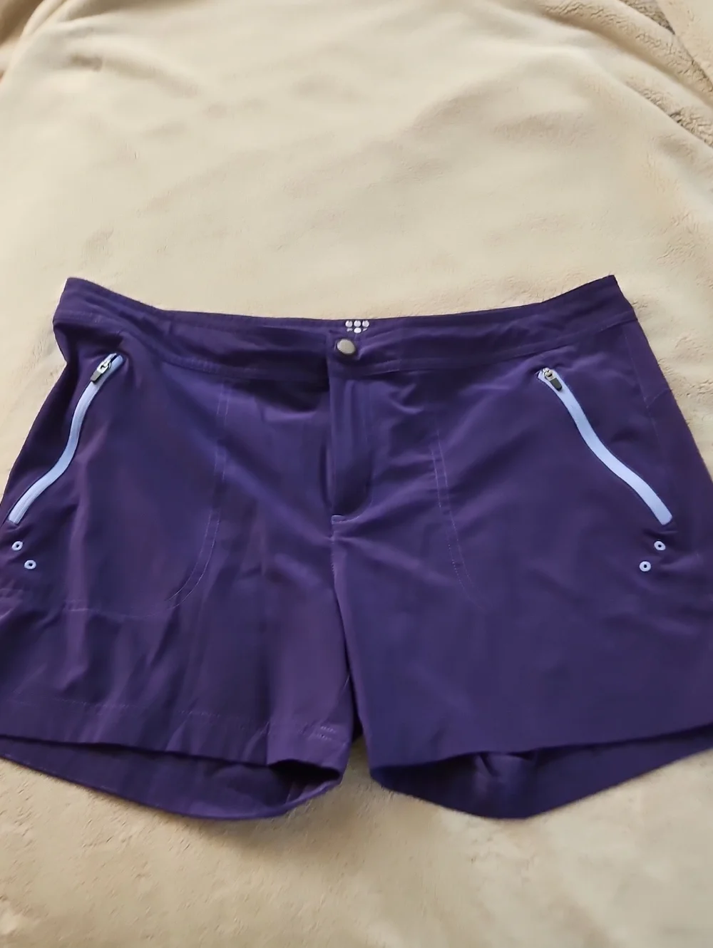 Title Nine Purple Athletic Shorts with Contrast Zip Accents